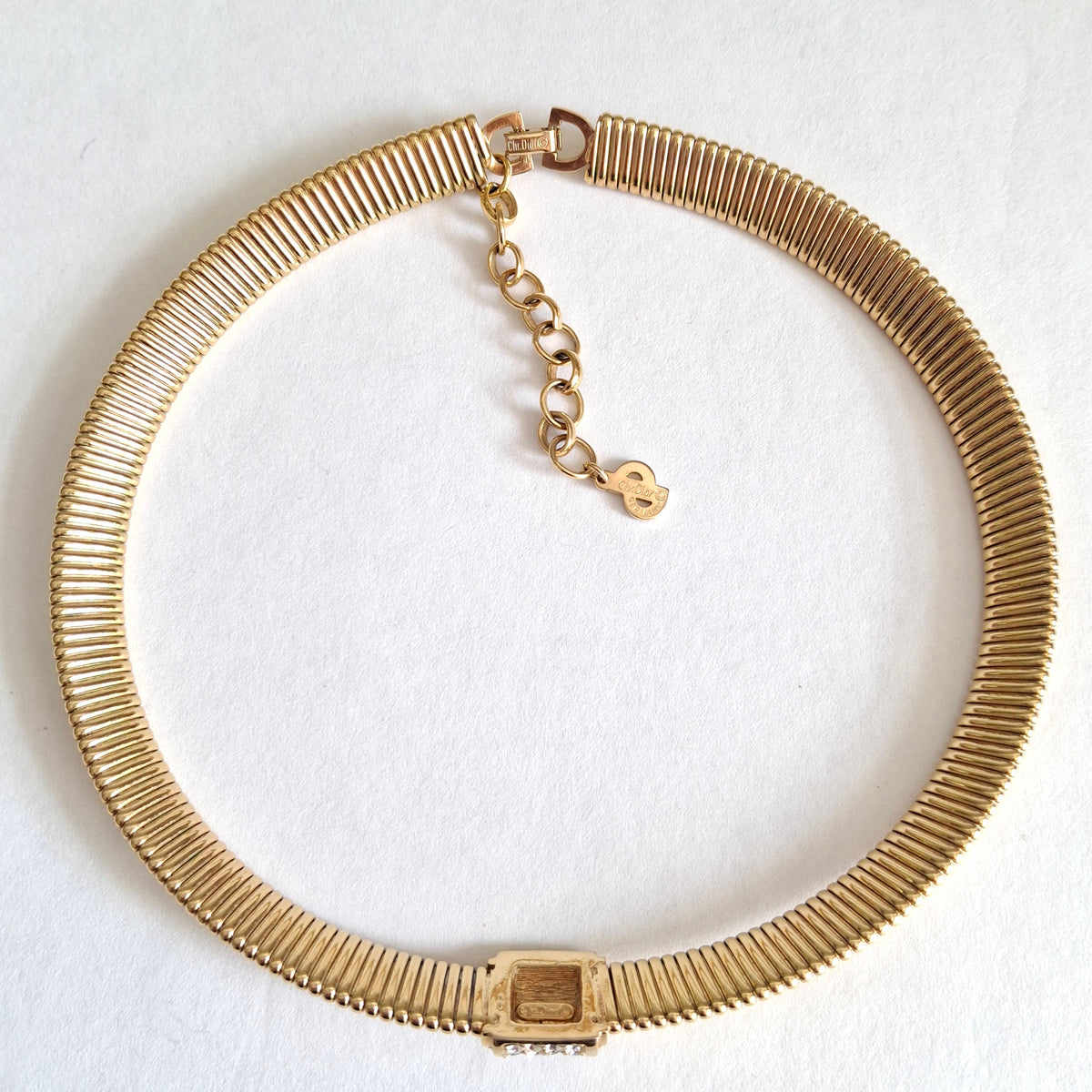 Vintage Christian Dior Gold Plated Omega Link Necklace