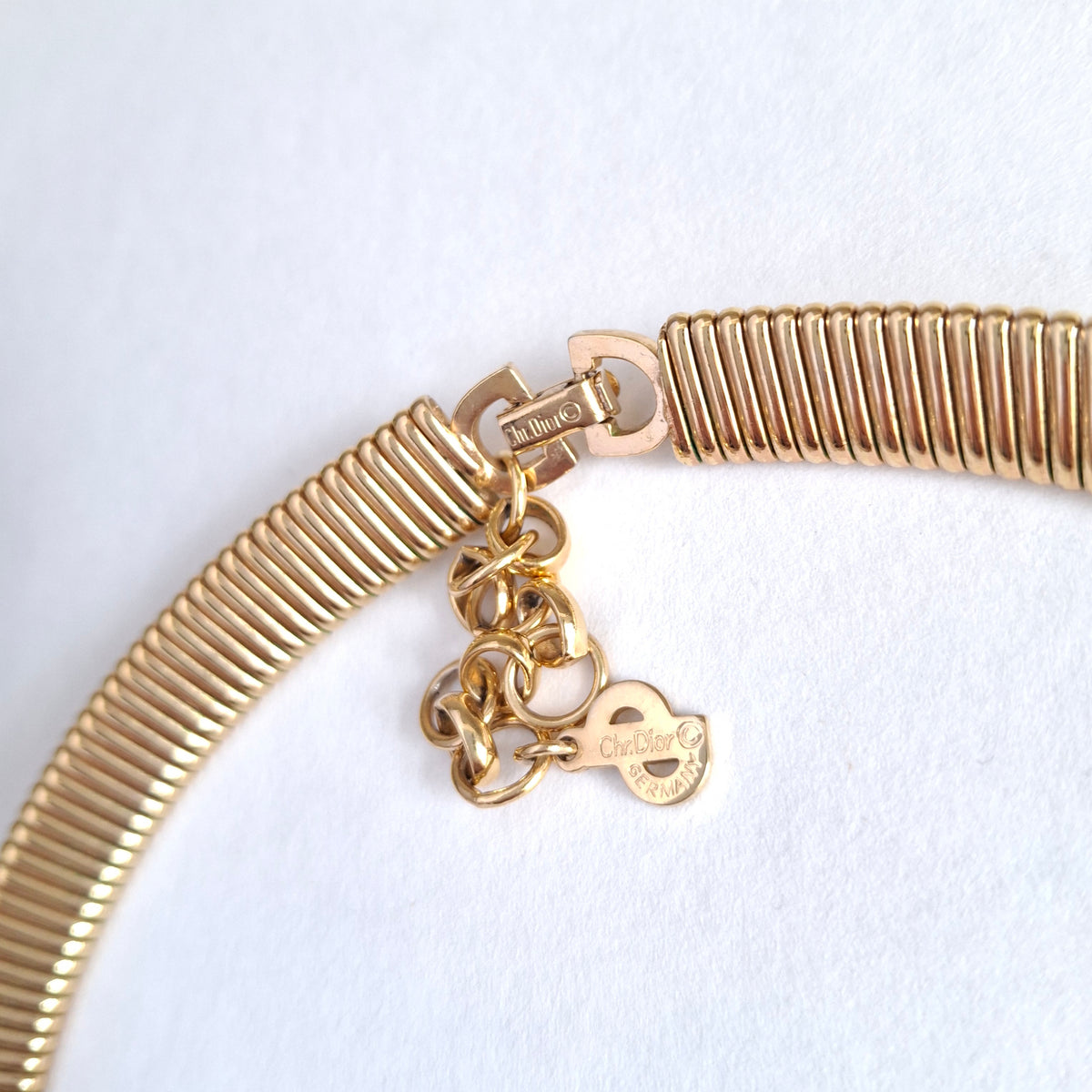 Vintage Christian Dior Gold Plated Omega Link Necklace