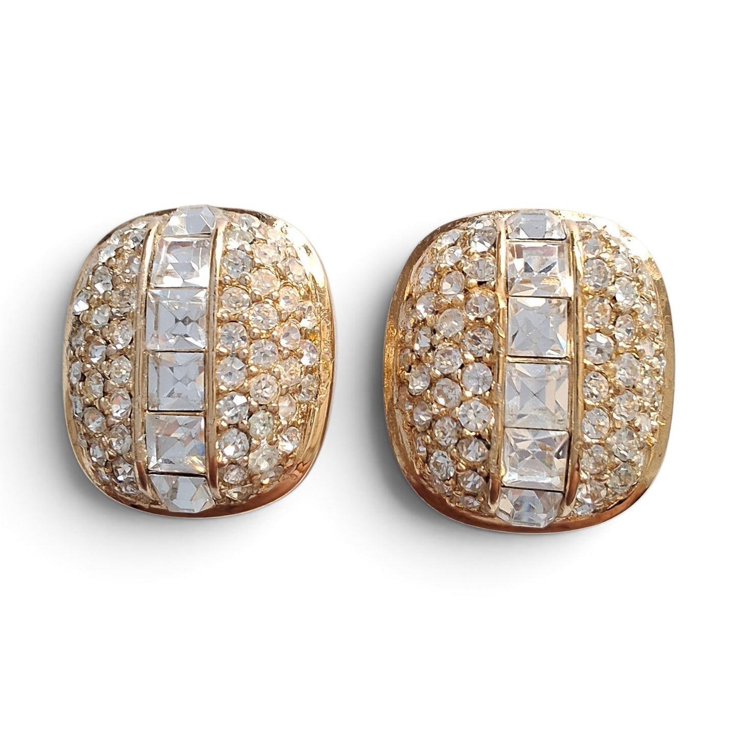Vintage Crystal Embellished Clip-on Earrings by Christian Dior