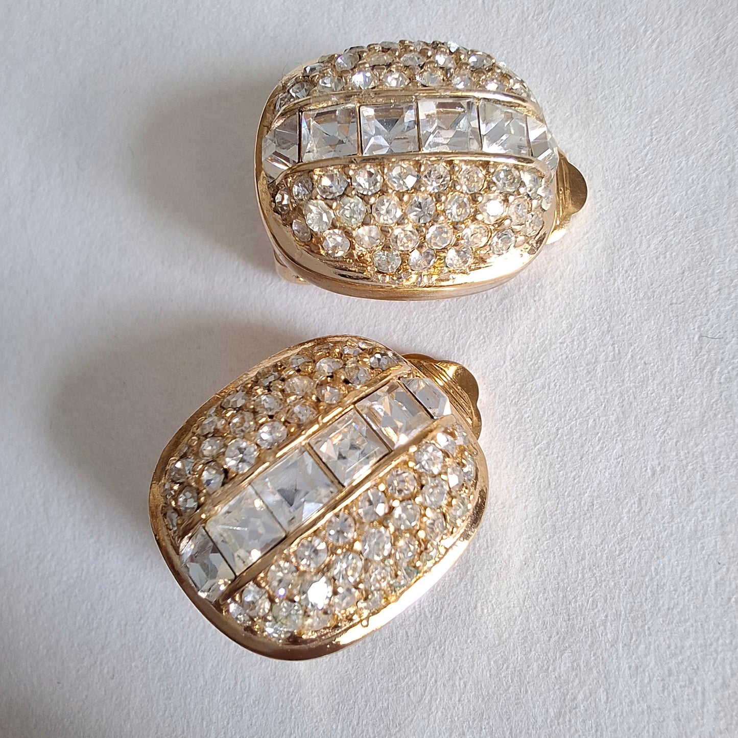 Vintage Crystal Embellished Clip-on Earrings by Christian Dior