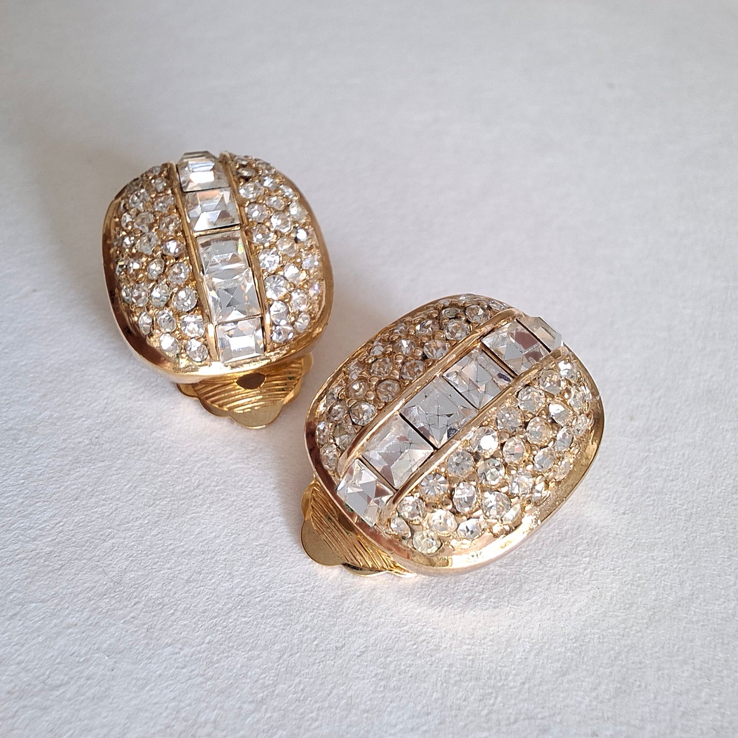 Vintage Crystal Embellished Clip-on Earrings by Christian Dior