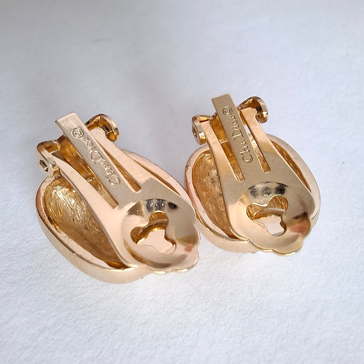 Vintage Crystal Embellished Clip-on Earrings by Christian Dior