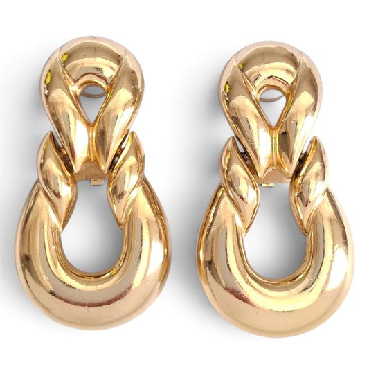 Large Vintage Gold Plated Clip-on Earrings by Christian Dior