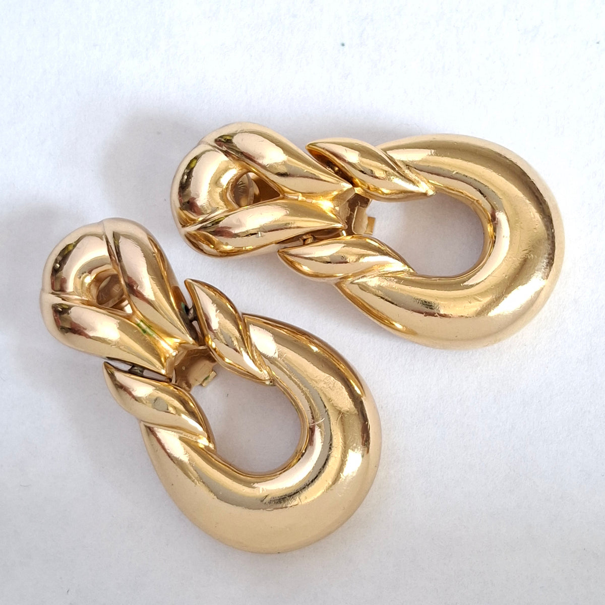 Large Vintage Gold Plated Clip-on Earrings by Christian Dior