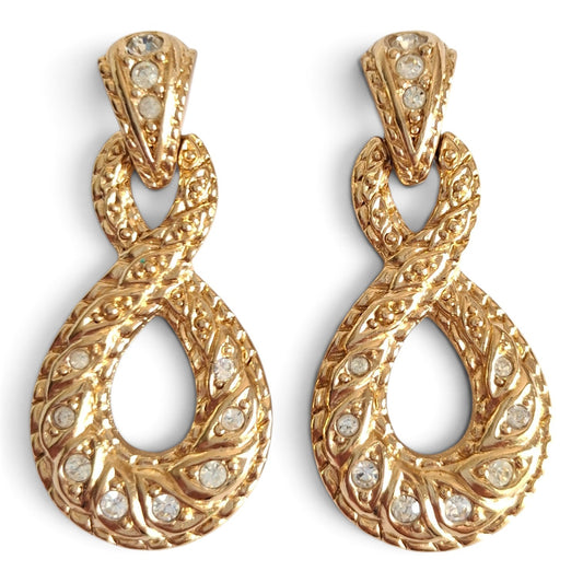 Vintage Christian Dior Figure Eight Drop Earrings for Pierced Ears