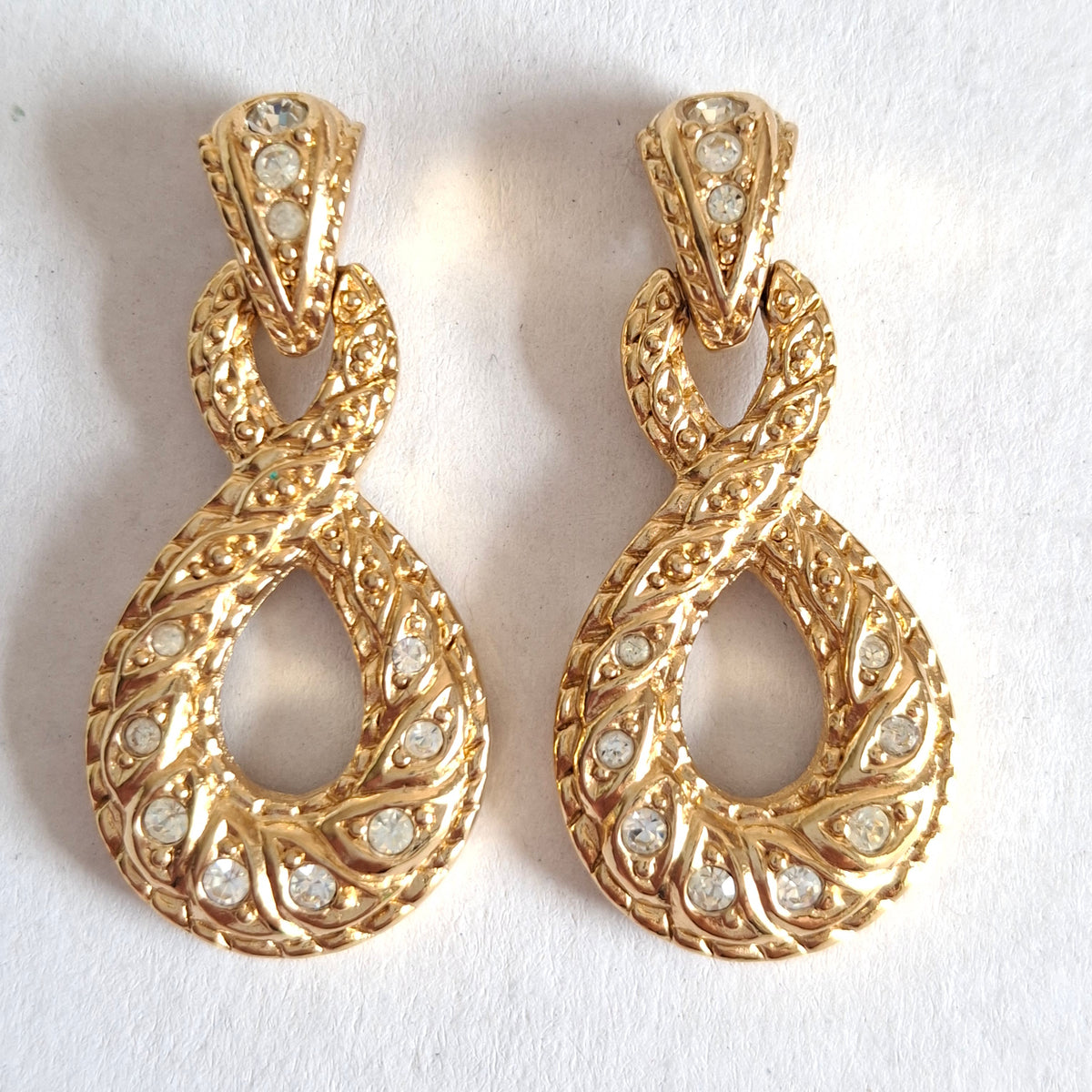 Vintage Christian Dior Figure Eight Drop Earrings for Pierced Ears