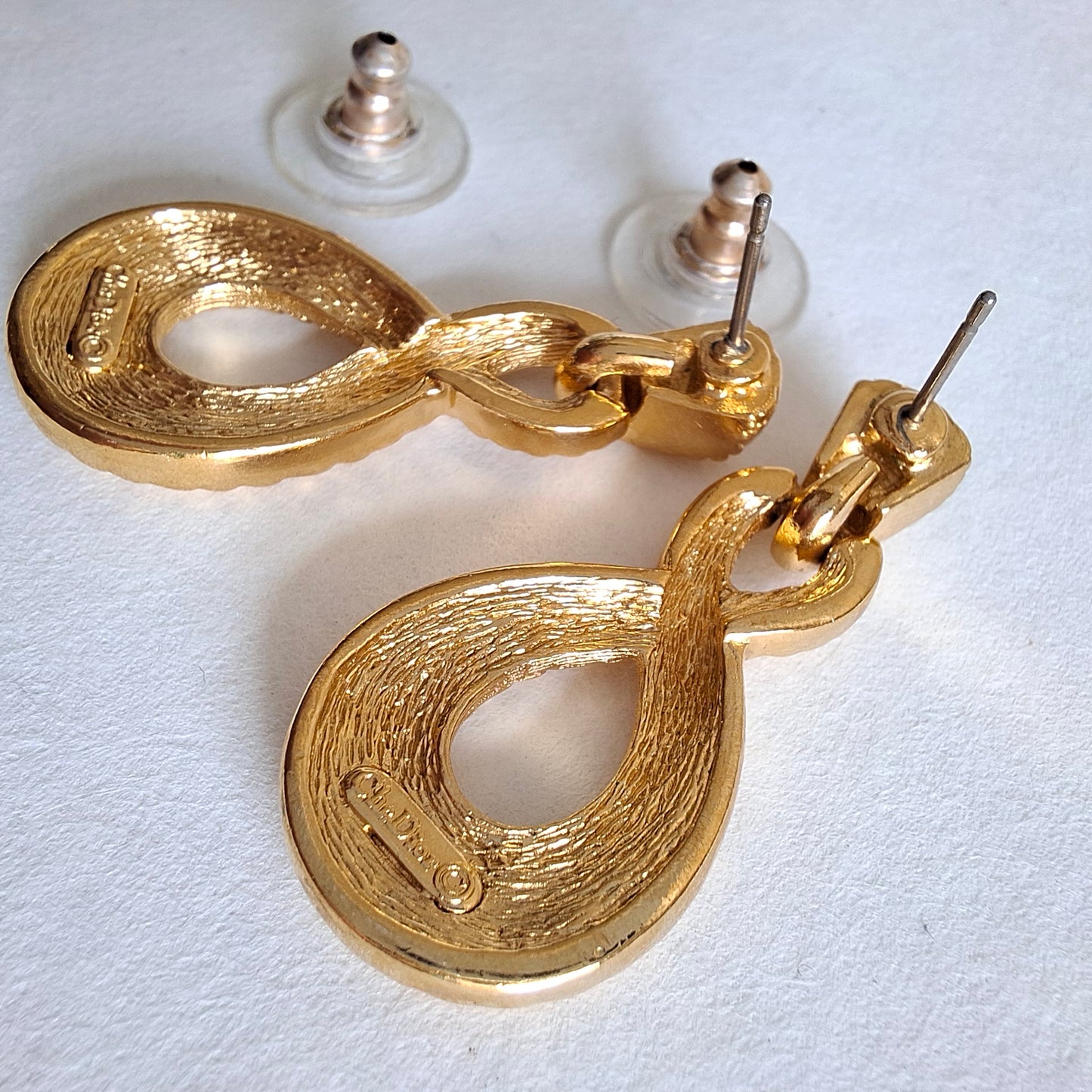 Vintage Christian Dior Figure Eight Drop Earrings for Pierced Ears