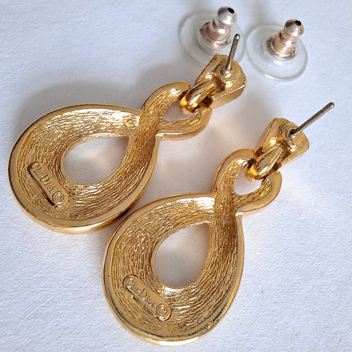 Vintage Christian Dior Figure Eight Drop Earrings for Pierced Ears