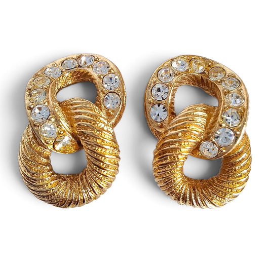 Vintage Christian Dior Figure Eight Gold Plated Earrings for Pierced Ears