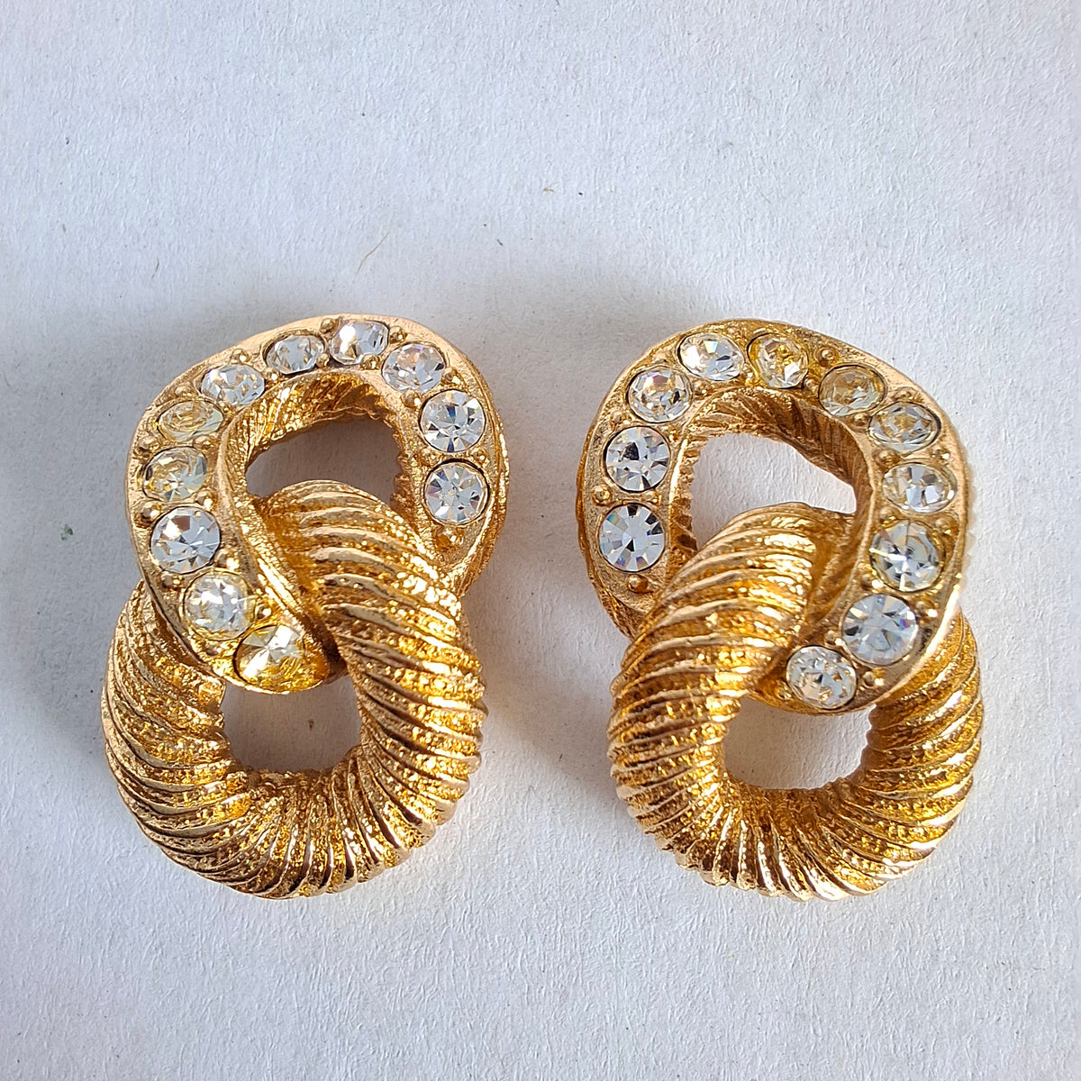 Vintage Christian Dior Figure Eight Gold Plated Earrings for Pierced Ears