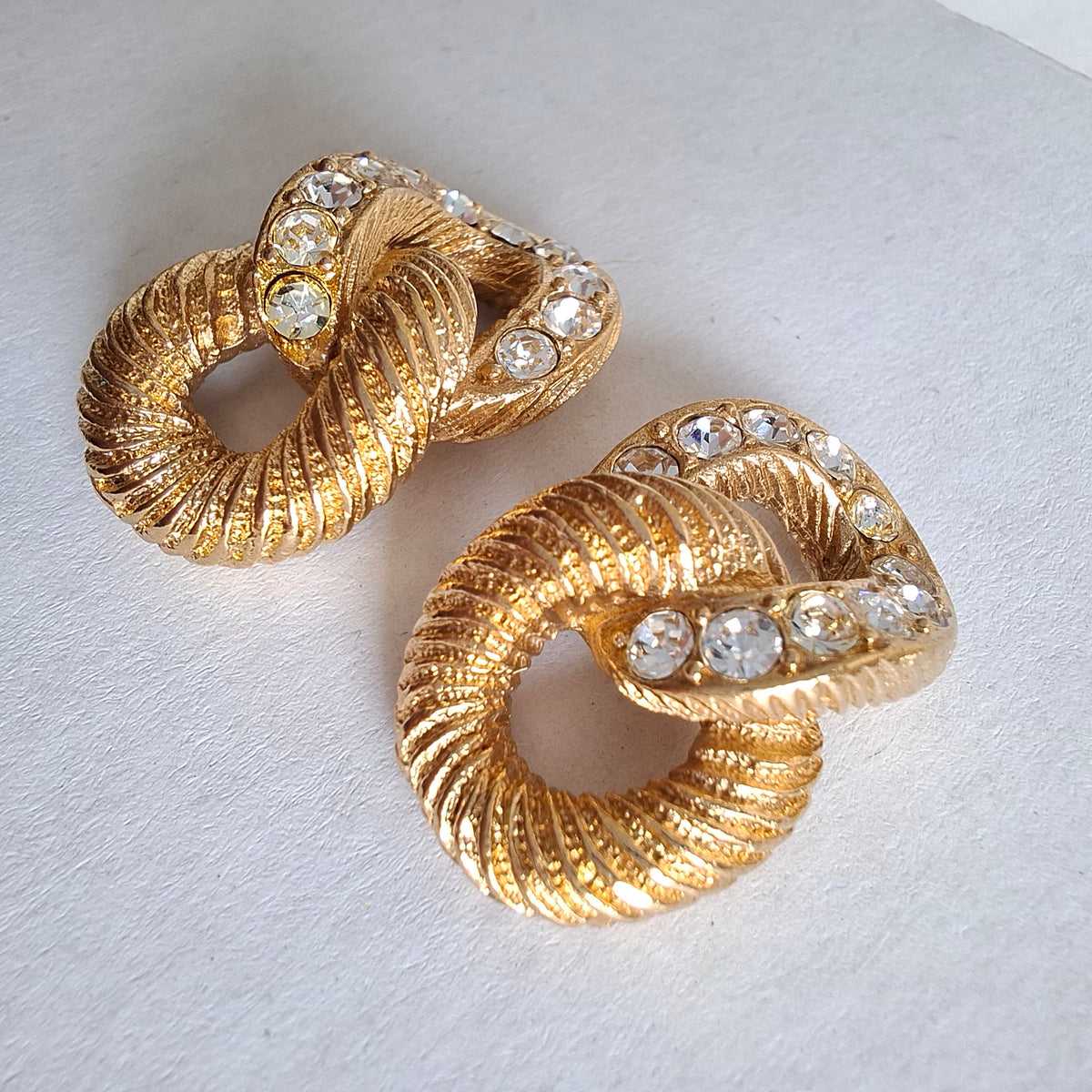 Vintage Christian Dior Figure Eight Gold Plated Earrings for Pierced Ears