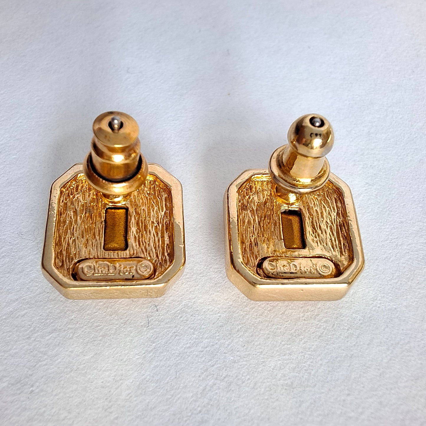 Vintage Christian Dior Faux Emerald Earrings for Pierced Ears