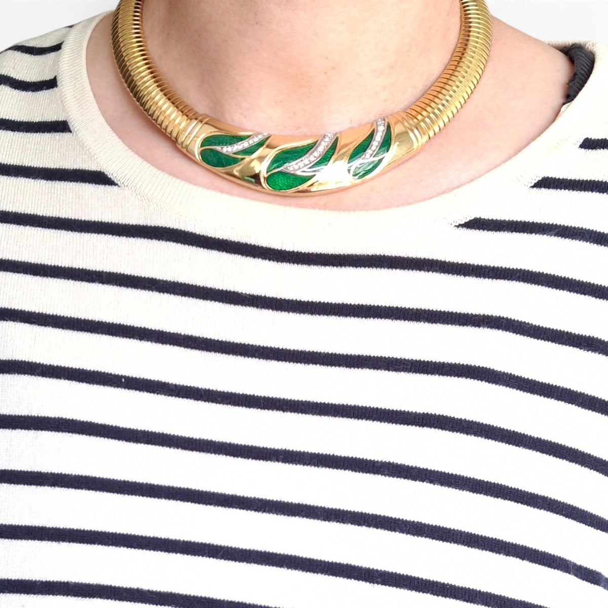 Vintage Christian Dior Muguet Gold Plated Omega Link Necklace