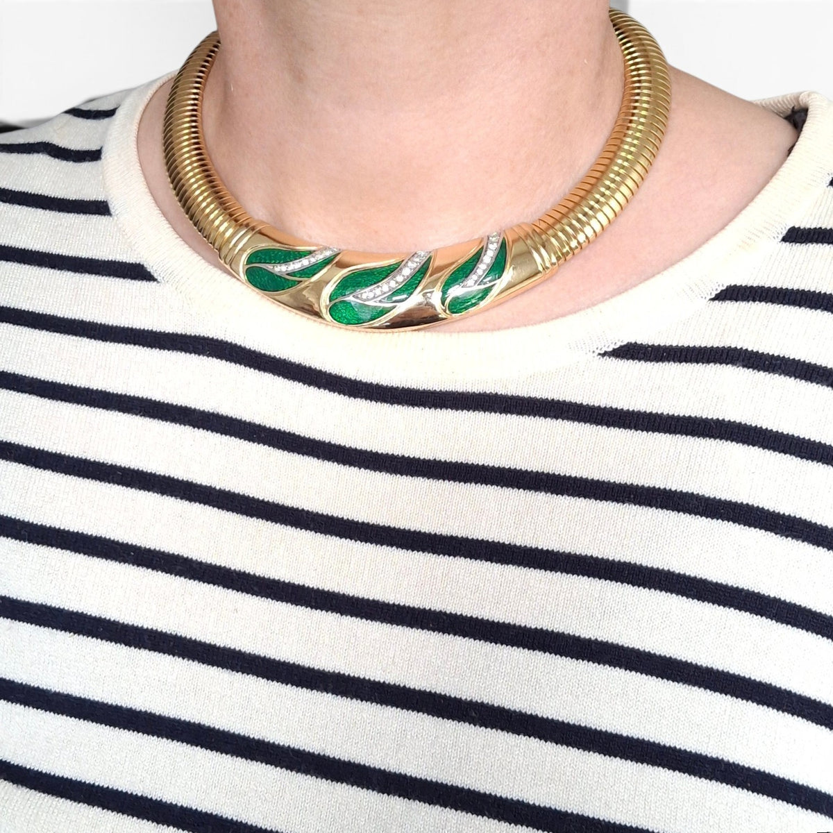 Vintage Christian Dior Muguet Gold Plated Omega Link Necklace