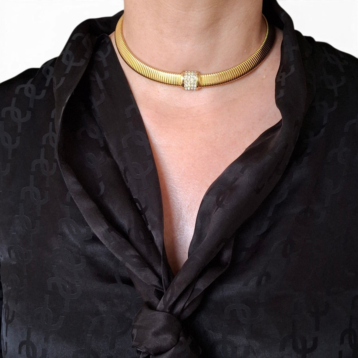 Vintage Christian Dior Gold Plated Omega Link Necklace