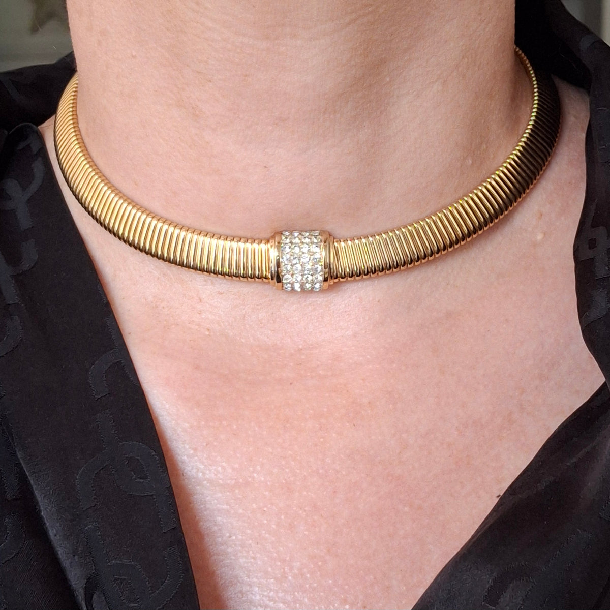 Vintage Christian Dior Gold Plated Omega Link Necklace