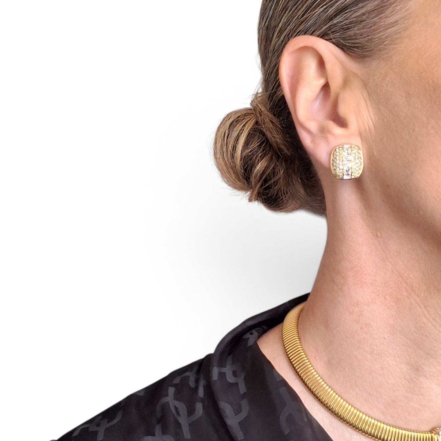 Vintage Crystal Embellished Clip-on Earrings by Christian Dior