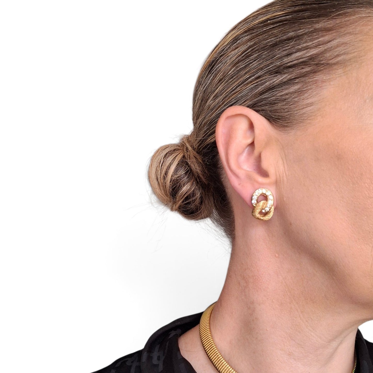 Vintage Christian Dior Figure Eight Gold Plated Earrings for Pierced Ears