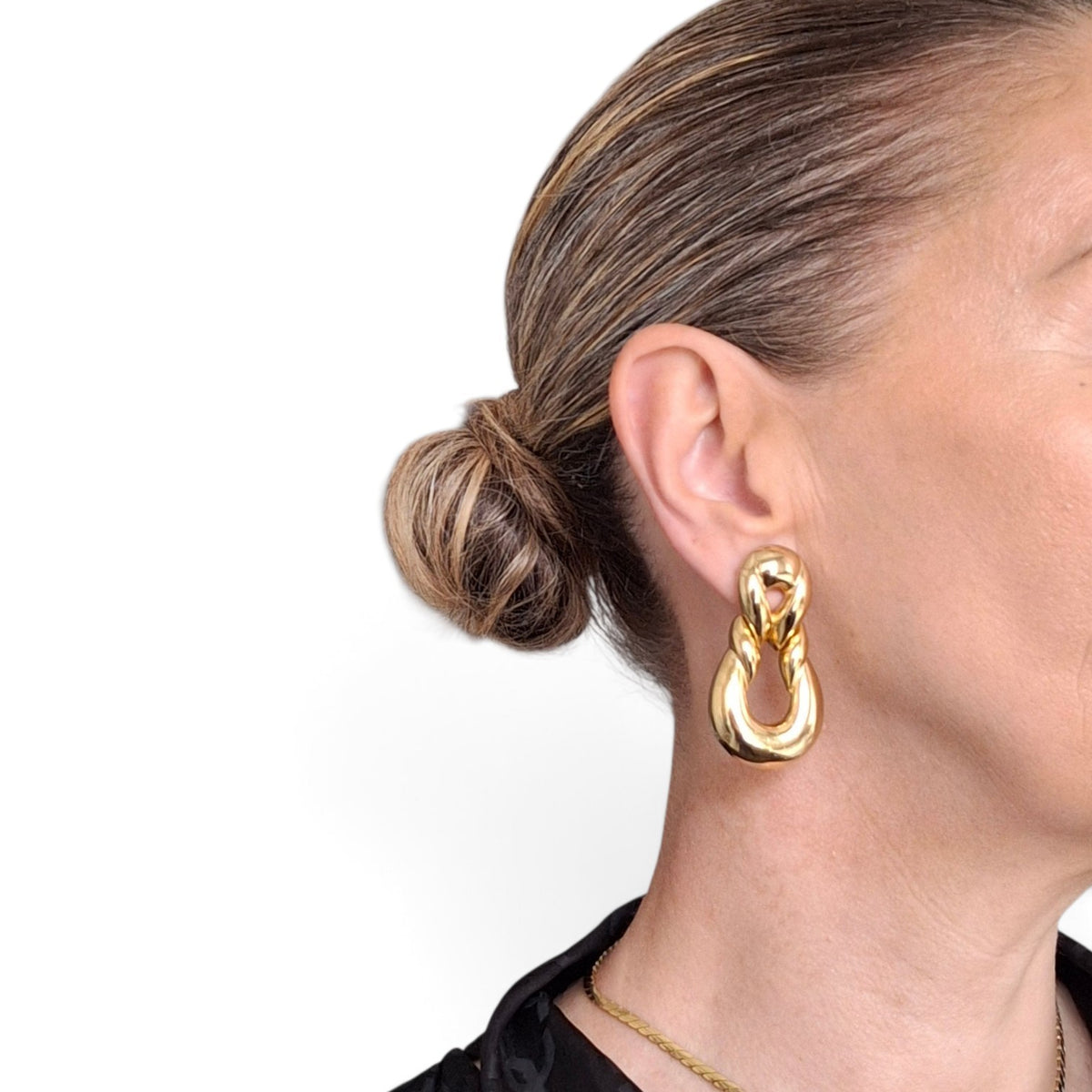 Large Vintage Gold Plated Clip-on Earrings by Christian Dior