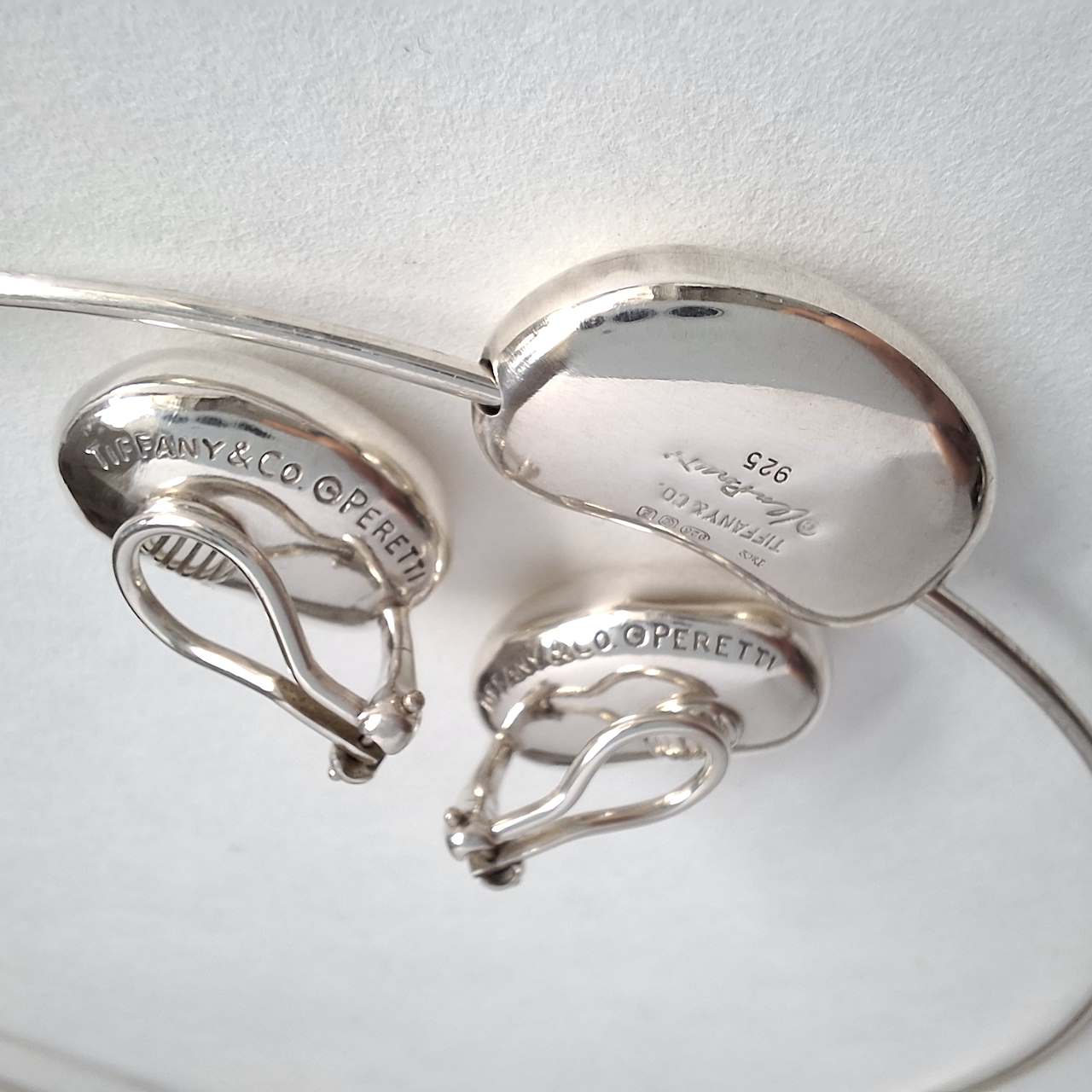 Tiffany & Co Elsa Peretti Design Bean Necklace and Earrings Set in Sterling Silver
