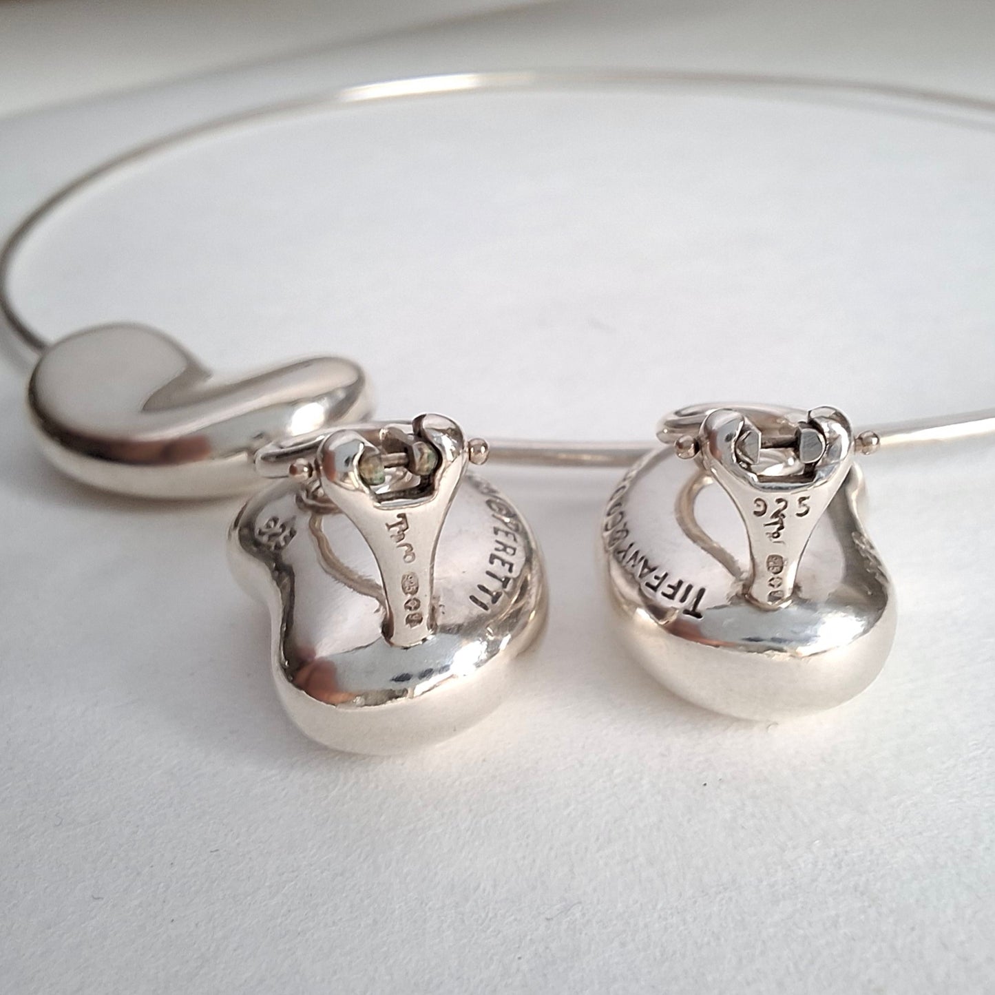 Tiffany & Co Elsa Peretti Design Bean Necklace and Earrings Set in Sterling Silver