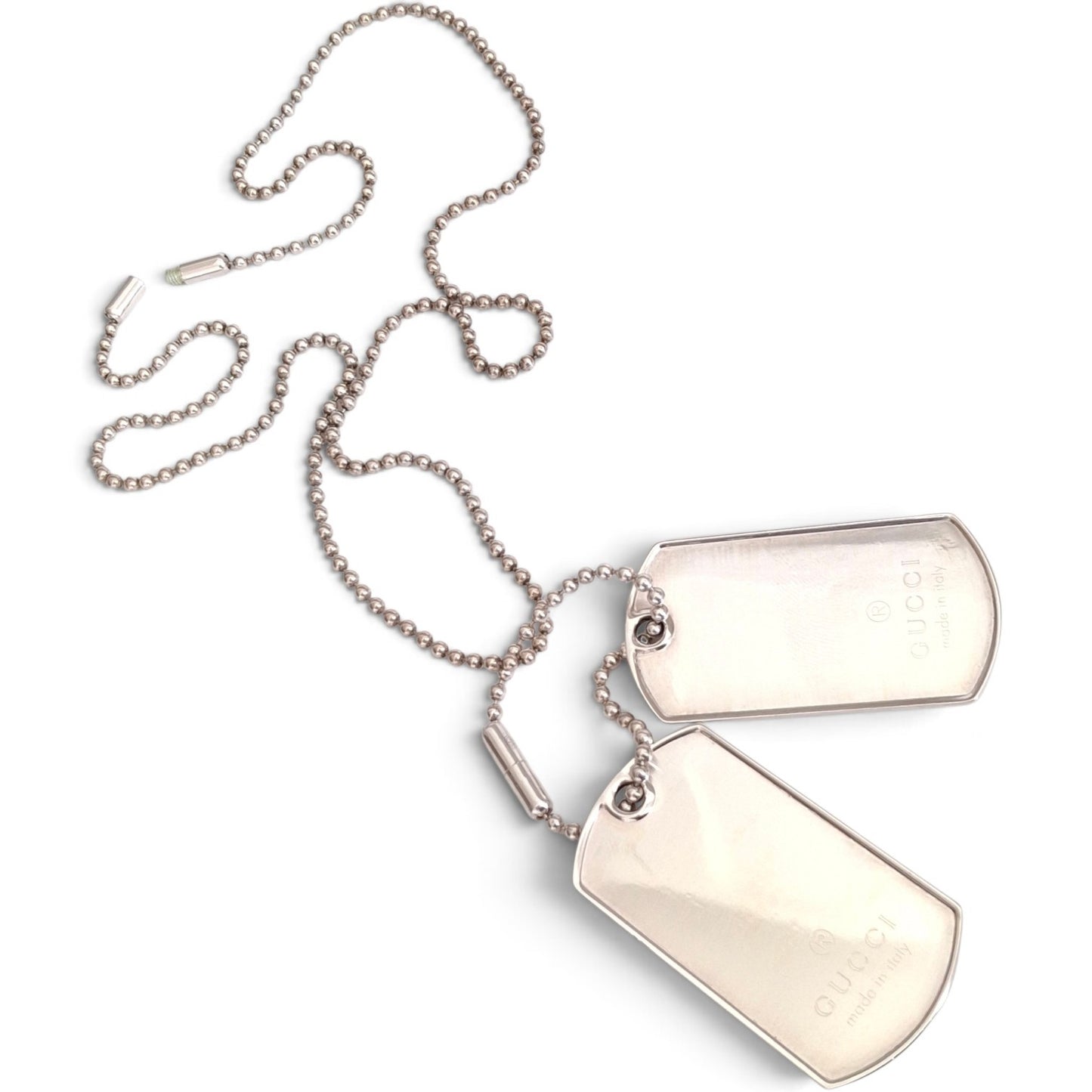 Gucci Double Dog Tag Pendant Necklace in Hallmarked Sterling Silver