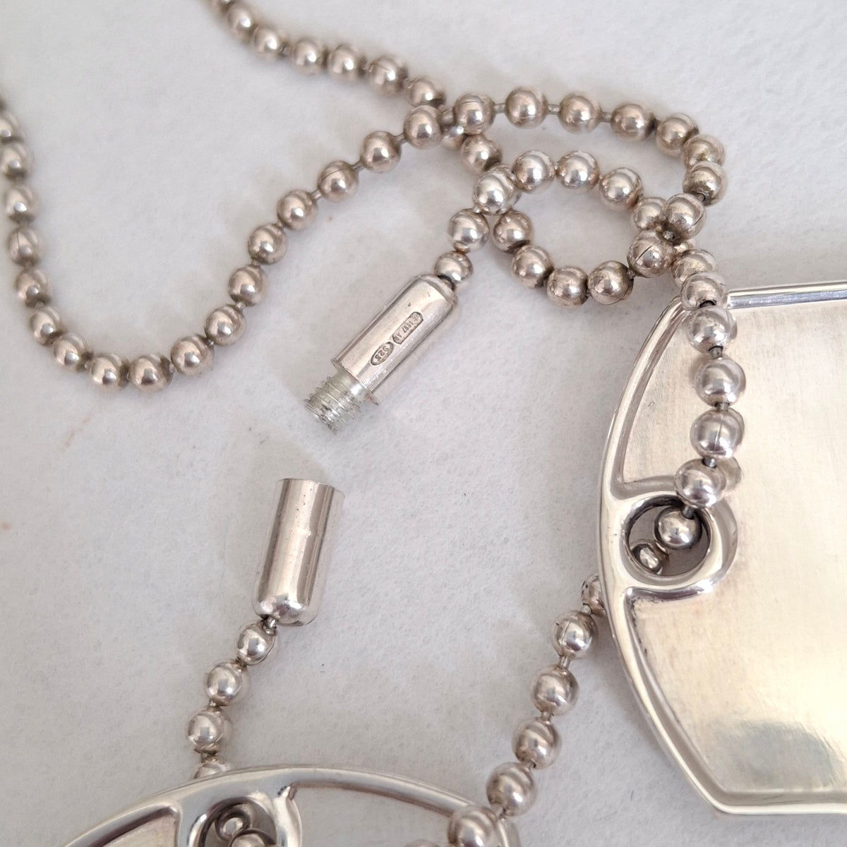 Gucci Double Dog Tag Pendant Necklace in Hallmarked Sterling Silver