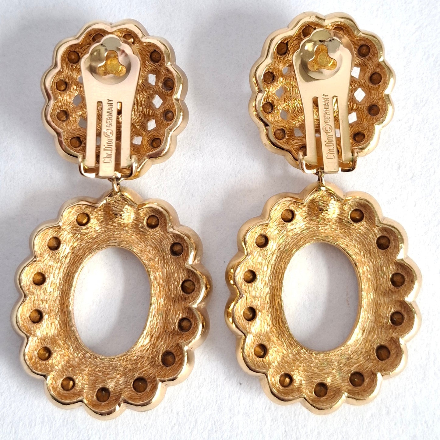 Vintage Christian Dior Swarovski Crystal Double Hoop Earrings