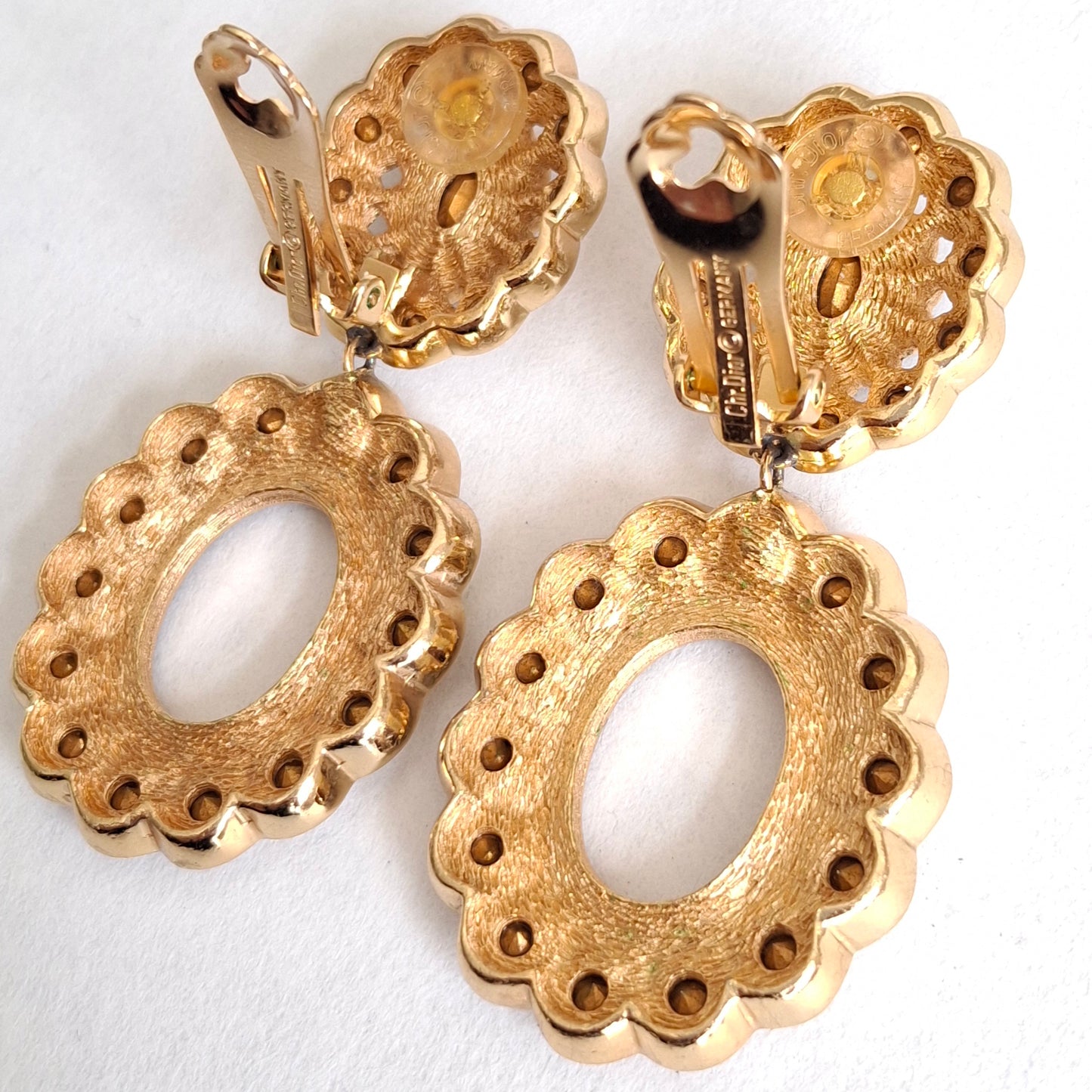 Vintage Christian Dior Swarovski Crystal Double Hoop Earrings