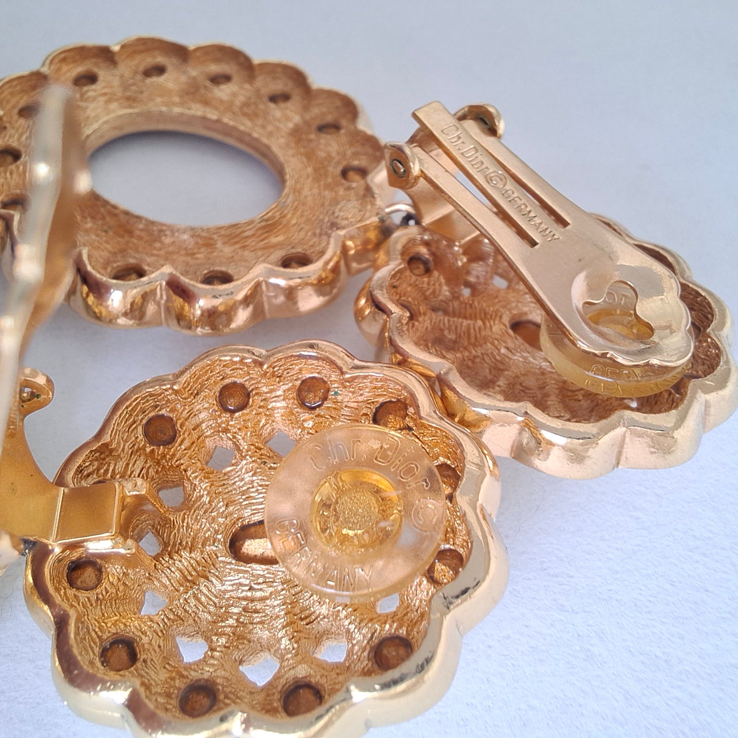 Vintage Christian Dior Swarovski Crystal Double Hoop Earrings