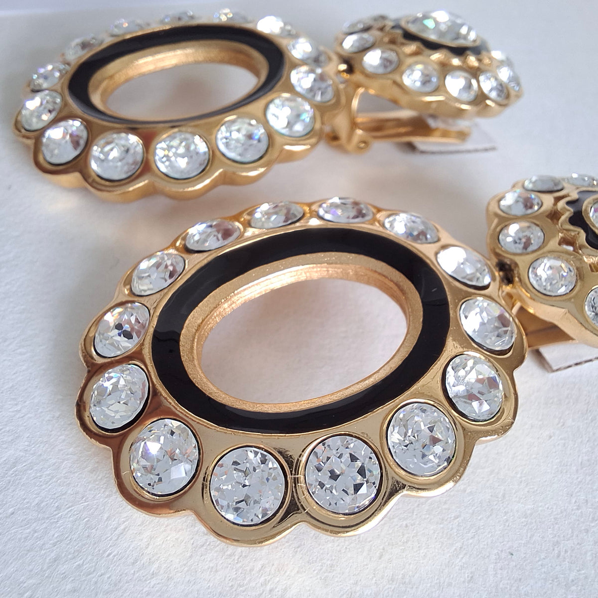 Vintage Christian Dior Swarovski Crystal Double Hoop Earrings