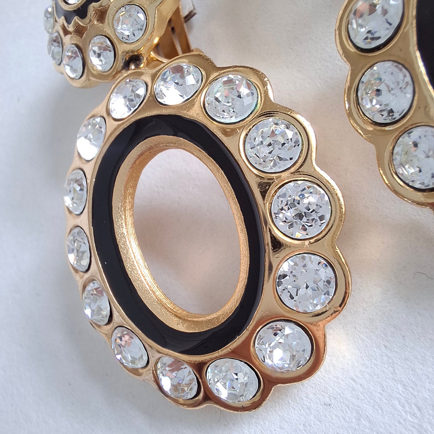 Vintage Christian Dior Swarovski Crystal Double Hoop Earrings