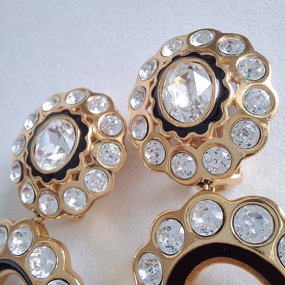 Vintage Christian Dior Swarovski Crystal Double Hoop Earrings