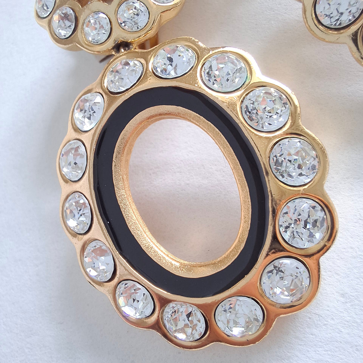 Vintage Christian Dior Swarovski Crystal Double Hoop Earrings