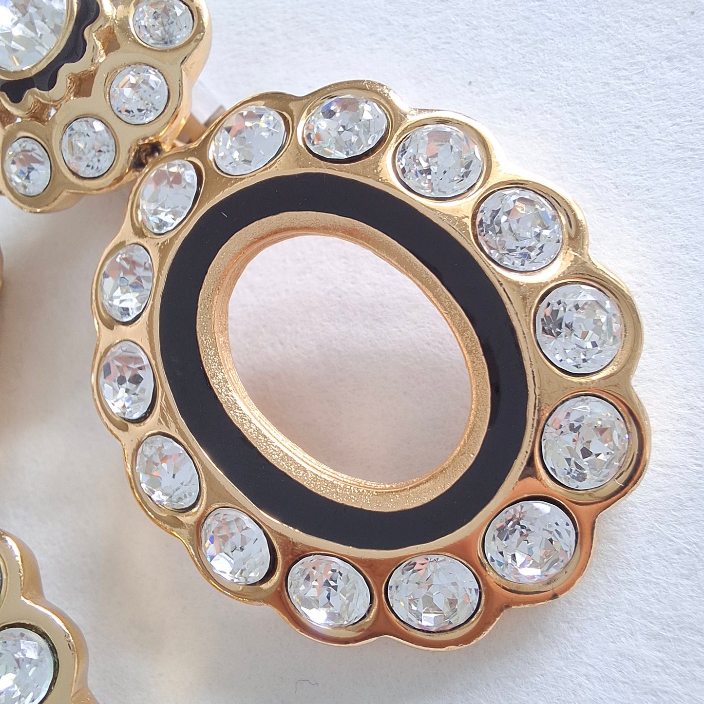Vintage Christian Dior Swarovski Crystal Double Hoop Earrings