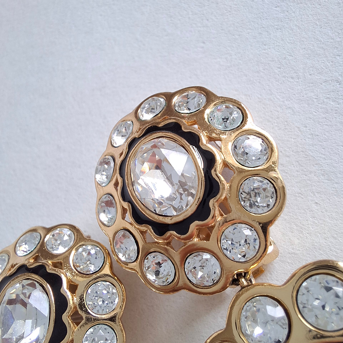 Vintage Christian Dior Swarovski Crystal Double Hoop Earrings