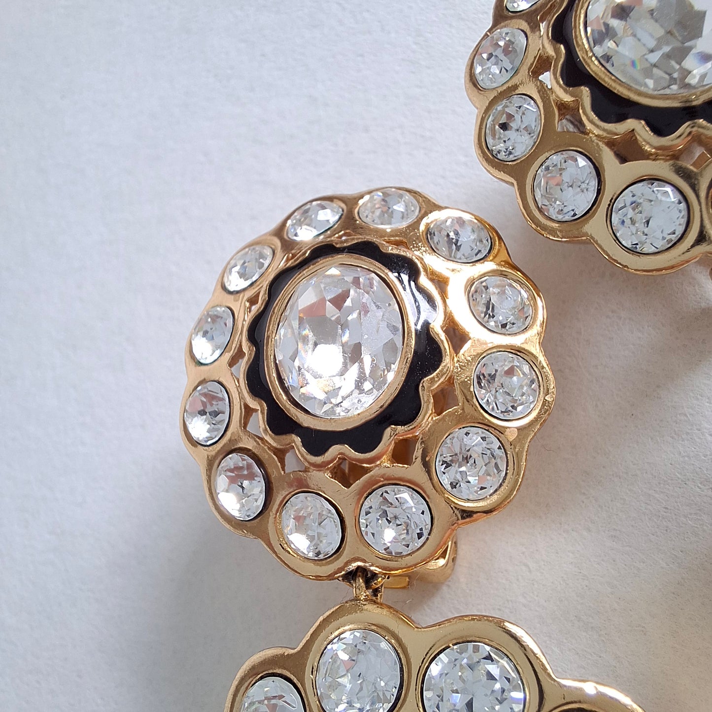 Vintage Christian Dior Swarovski Crystal Double Hoop Earrings