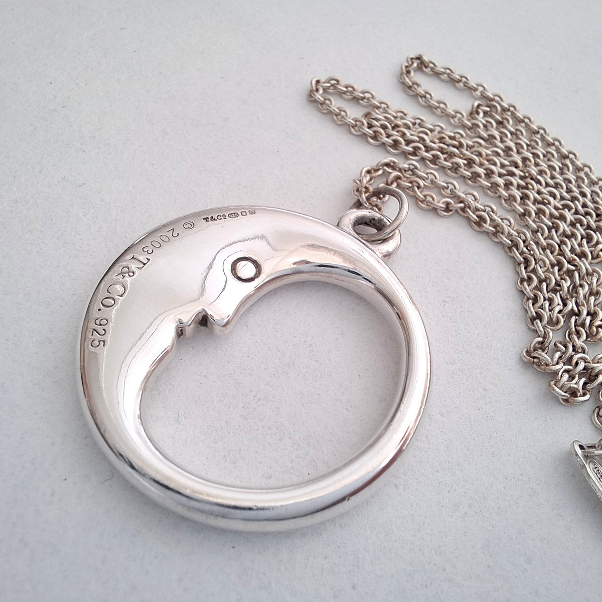 Tiffany & Co Man in the Moon Pendant Necklace in Hallmarked Sterling Silver