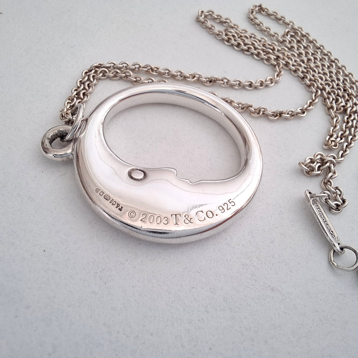 Tiffany & Co Man in the Moon Pendant Necklace in Hallmarked Sterling Silver