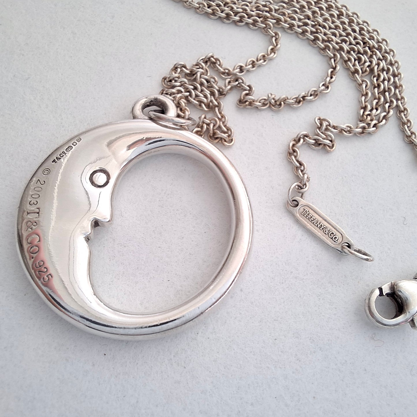 Tiffany & Co Man in the Moon Pendant Necklace in Hallmarked Sterling Silver