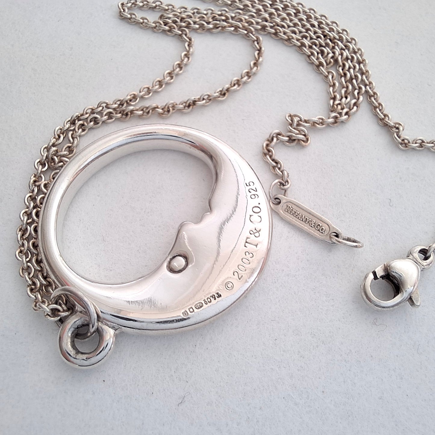 Tiffany & Co Man in the Moon Pendant Necklace in Hallmarked Sterling Silver