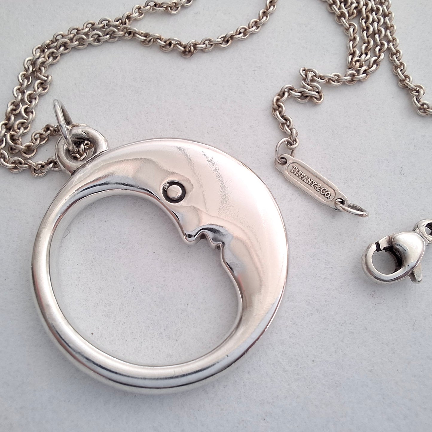 Tiffany & Co Man in the Moon Pendant Necklace in Hallmarked Sterling Silver