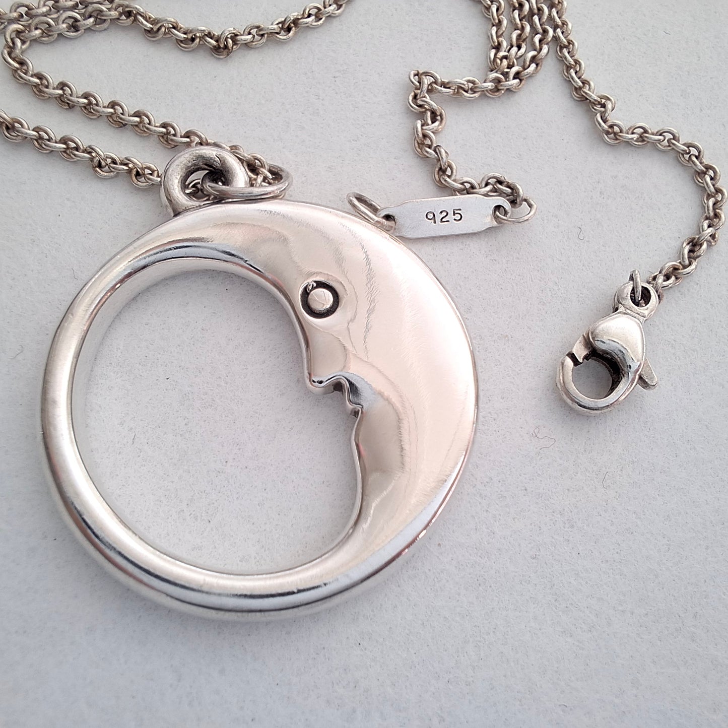 Tiffany & Co Man in the Moon Pendant Necklace in Hallmarked Sterling Silver