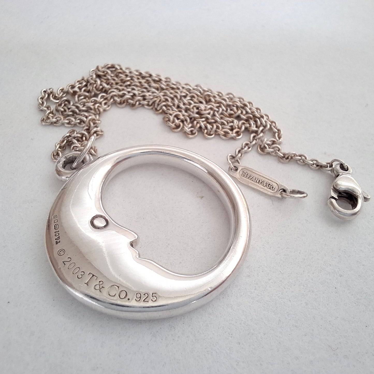 Tiffany & Co Man in the Moon Pendant Necklace in Hallmarked Sterling Silver