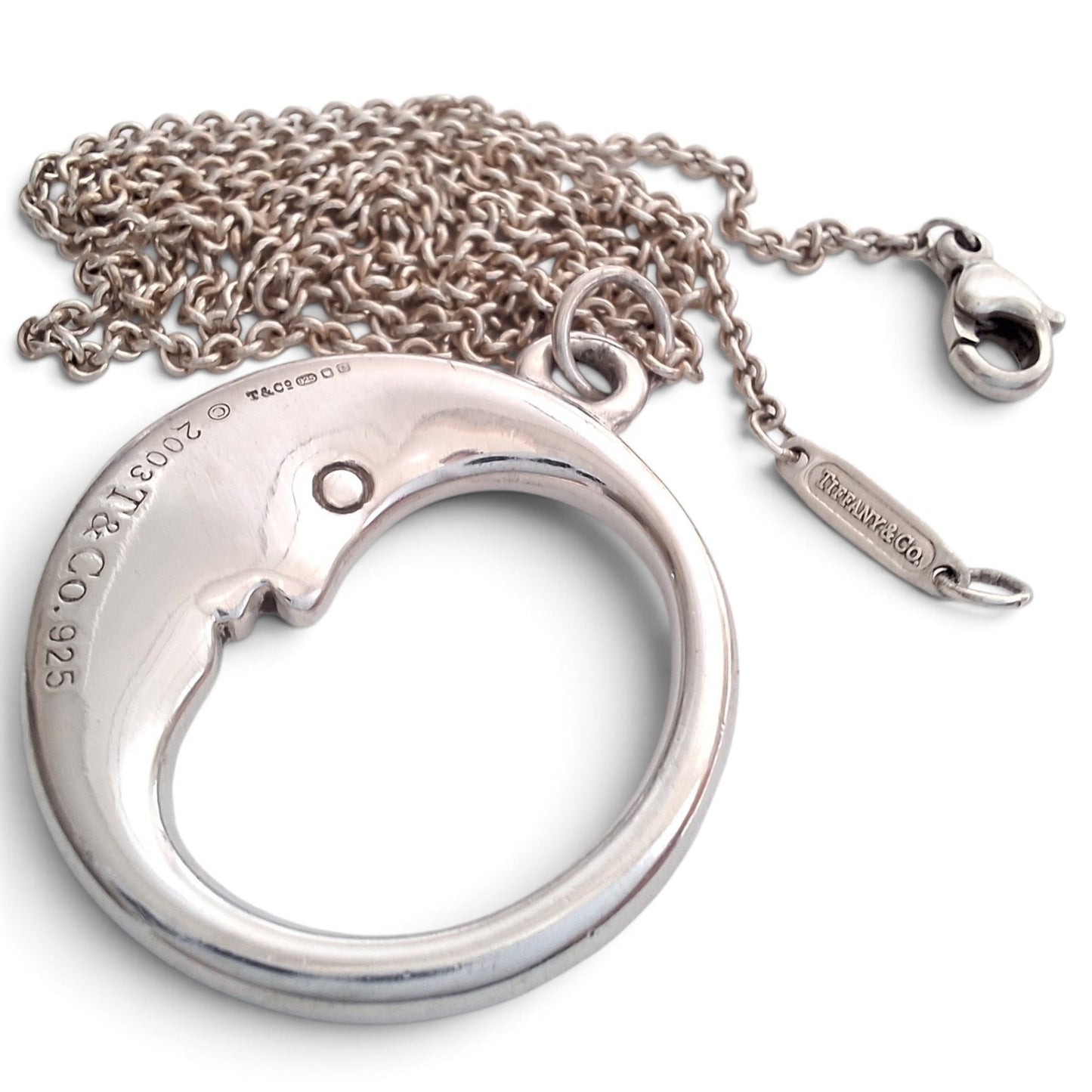Tiffany & Co Man in the Moon Pendant Necklace in Hallmarked Sterling Silver