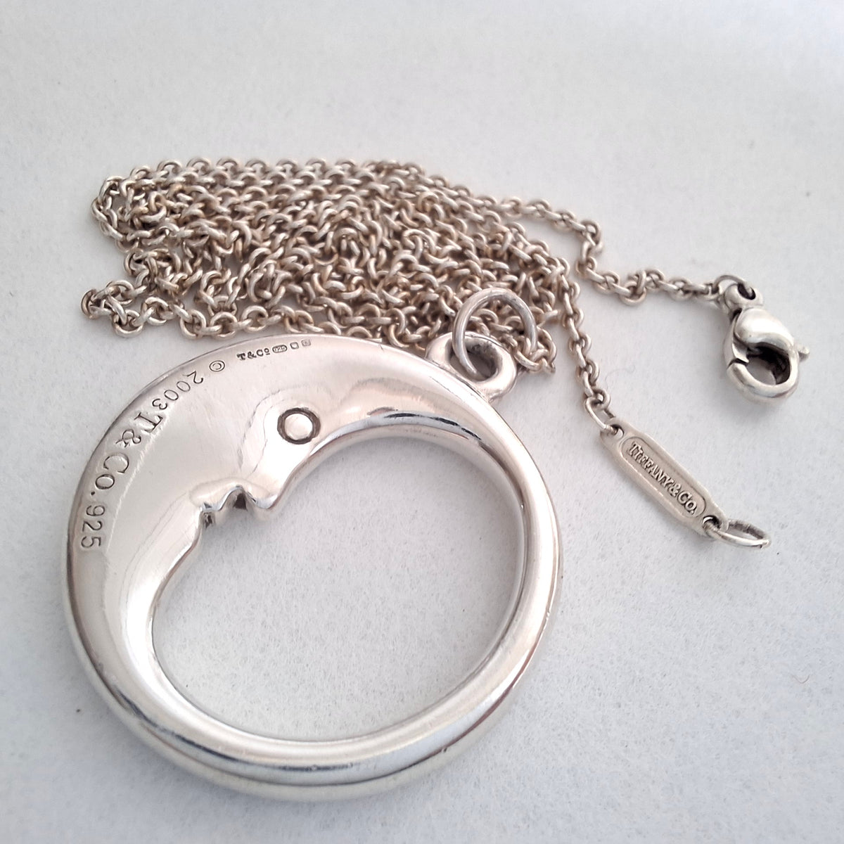 Tiffany & Co Man in the Moon Pendant Necklace in Hallmarked Sterling Silver