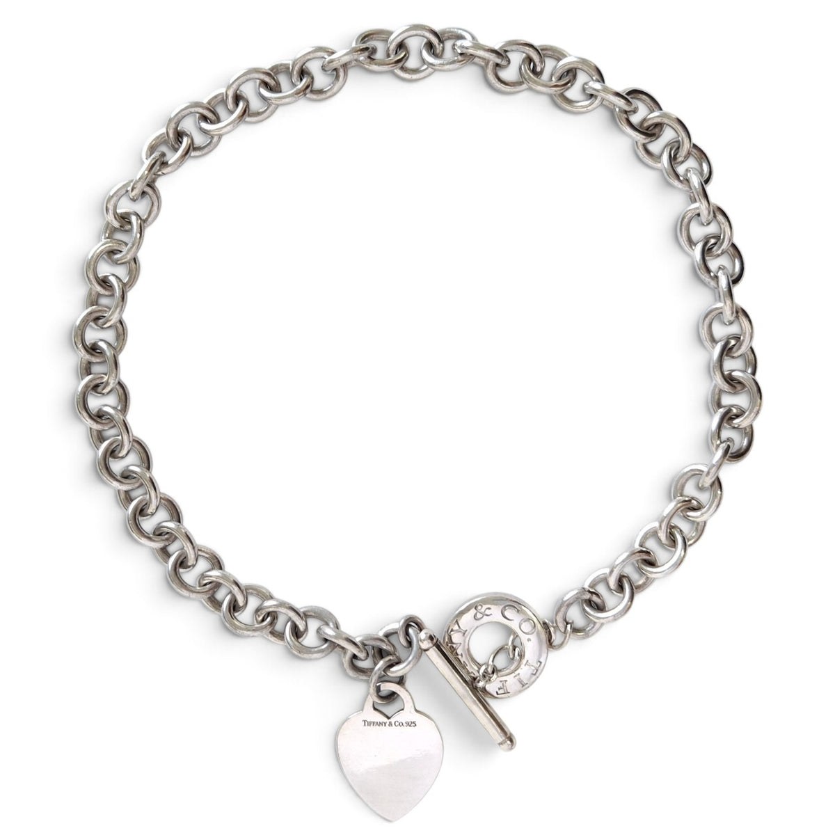 Vintage Tiffany & Co Heart Charm Toggle Necklace in Hallmarked Sterling Silver