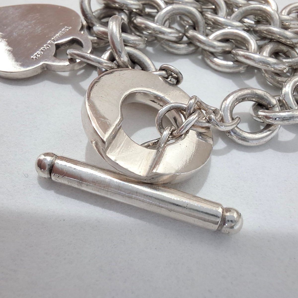 Vintage Tiffany & Co Heart Charm Toggle Necklace in Hallmarked Sterling Silver
