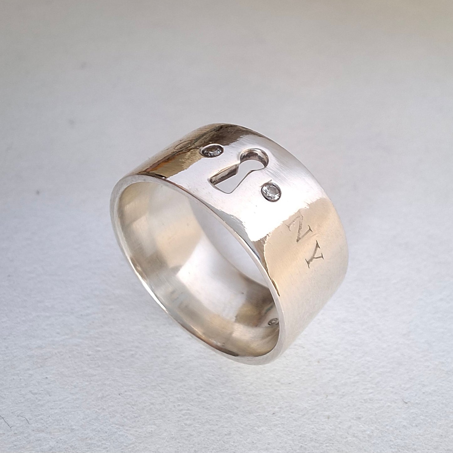 Vintage Tiffany & Co Sterling Silver Double Diamond Keyhole Ring