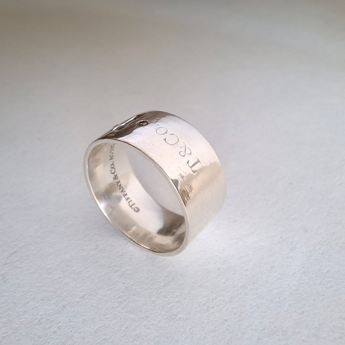 Vintage Tiffany & Co Sterling Silver Double Diamond Keyhole Ring